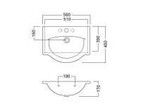 Раковина подвесная/мебельная накладная Hatria Sophie Y0HG01 56х45 схема 1