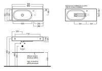 Прямоугольная накладная раковина Hatria Area YXEQ01 90х35 схема 1