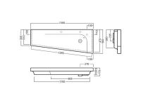 Подвесная/мебельная накладная раковина Hatria Grandangolo 130 T 130х50 схема 1