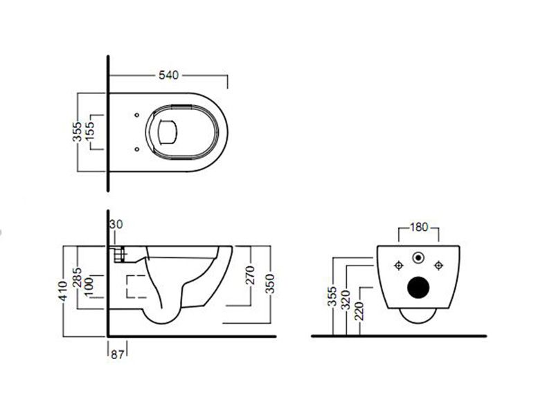 Унитаз подвесной безободковый Hatria Fusion y1cc01 54х35,5 схема 1