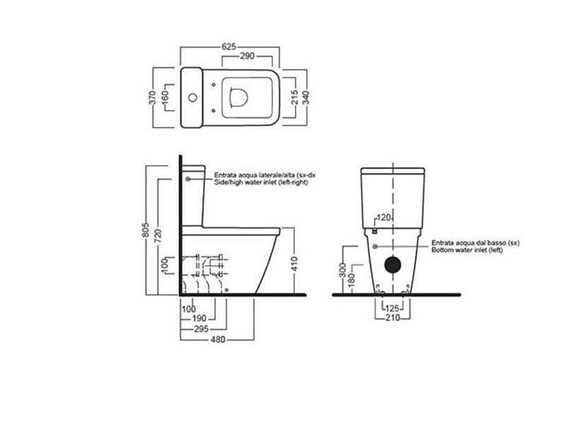 Унитаз моноблок Hatria Erika Pro Q Y1BV01 62,5х37 схема 1