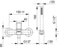 Настенный смеситель для ванны и душа Fantini Lame M015 с изливом и лейкой схема 2