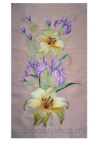 [Машинная вышивка] Лилии с ирисами flw0076 [Embroidery shop]