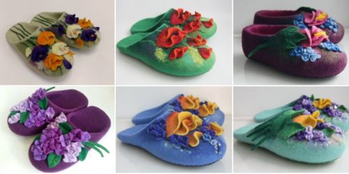 [Валяние] И Тапочки цветут... С объемным цветочным декором (Наталья Смольянинова)