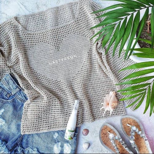 [Вязание] Кофточка крючком «Сердце» (nastyasun_)