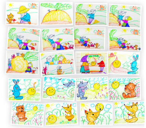 Рисуем иллюстрации к сказкам 'Колобок и Репка' [Skillberry]