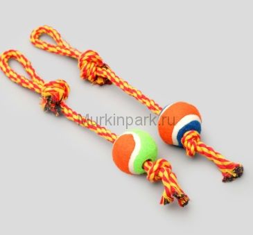 Игрушка тренировочная канатная с мячом, до 125 г, до 45 см, микс цветов