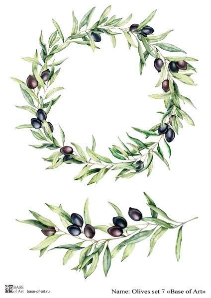 Декупажная карта Base of art, 20*30 см, Olives set 7