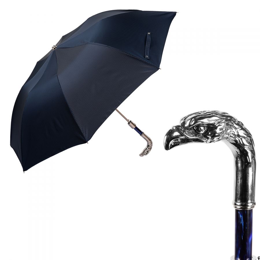 Зонт складной Pasotti Auto Eagle Silver StripesS Dark Blu