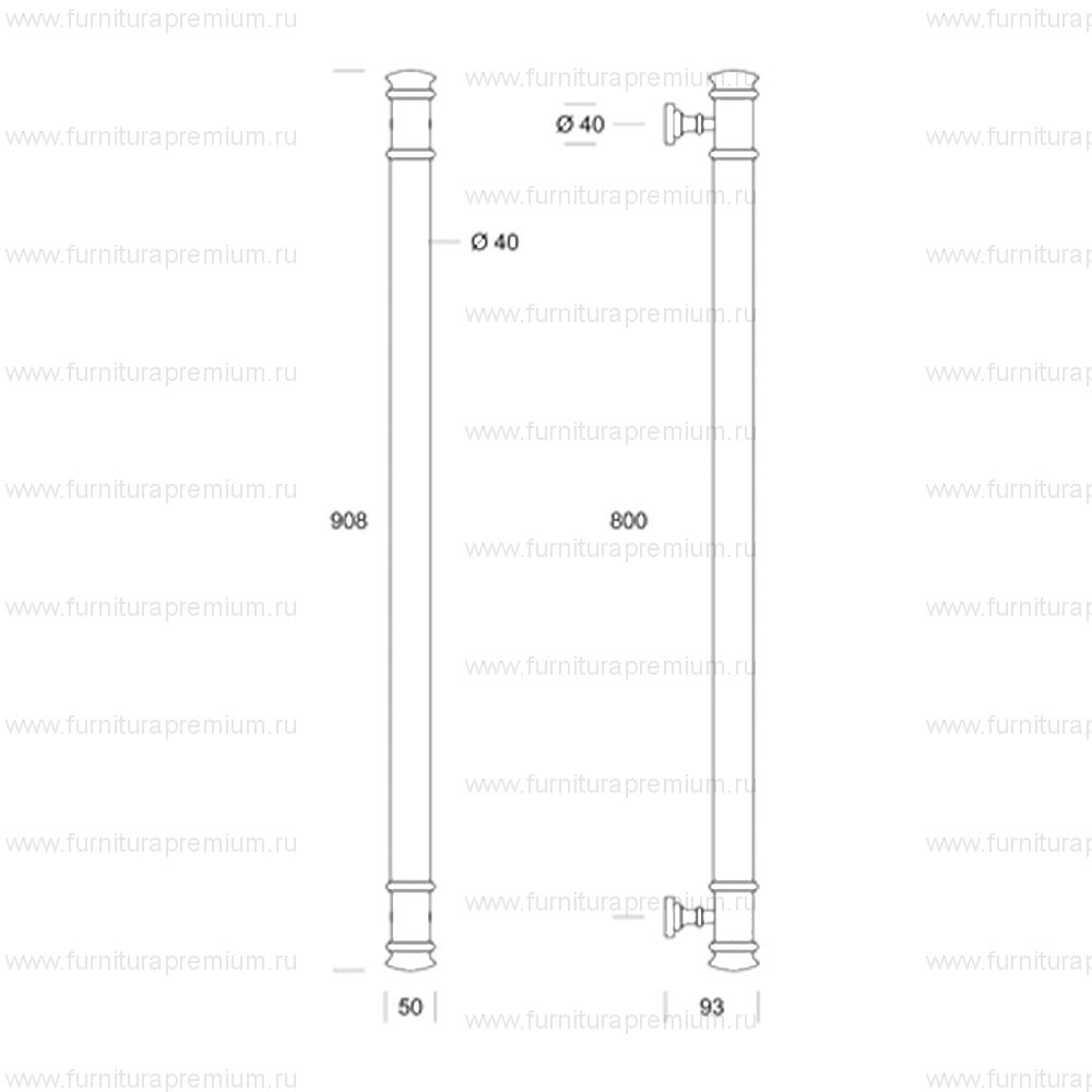 Ручка-скоба Salice Paolo Fresia 2608. Длина 908 мм.