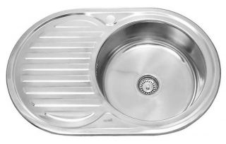 мойка для кухни врезная из нержавеющей стали 77х50 см. SINKLIGHT N 7750 ECO R 0.6/160 1P полированная