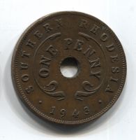 1 пенни 1943 Южная Родезия