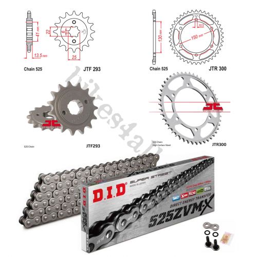 Комплект цепь + звезды Honda Transalp 400 (525ZVM-X-114, 15/43)