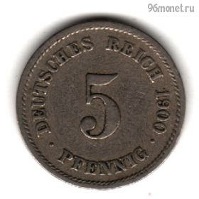 Германия 5 пфеннигов 1900 F