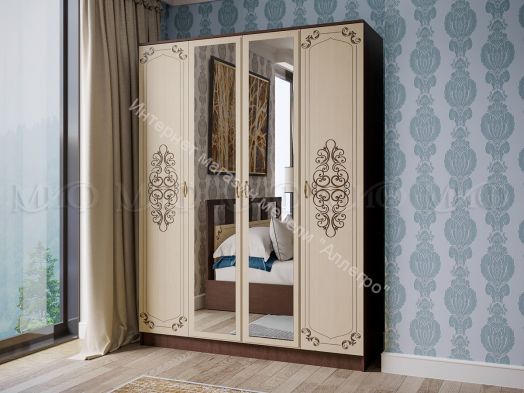 Шкаф  Жасмин 4-х створчатый с зеркалом