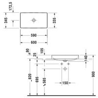 схема раковины Duravit DuraSquare 235560