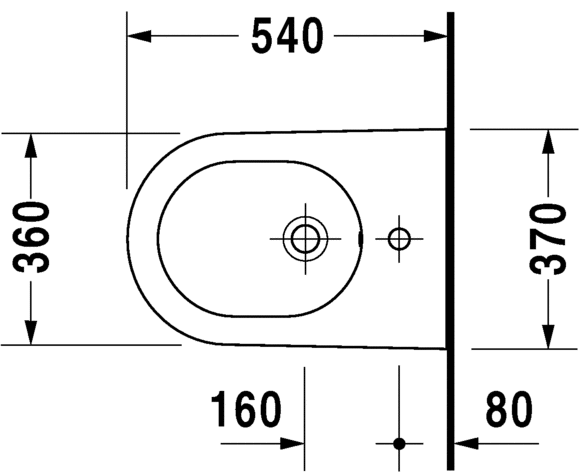 Биде Duravit подвесное Starck 2 227115 схема 1