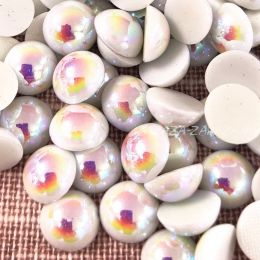 Клеевые Керамические Полубусины White_AB SS16