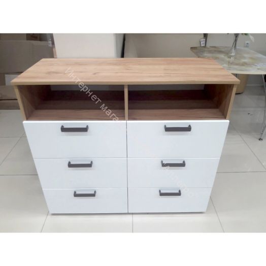 Комод "Азаро" Белый глянец/Крафт