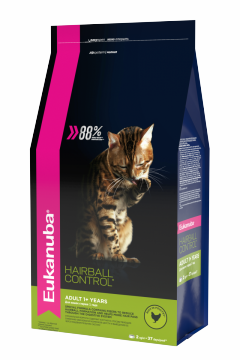 Eukanuba HAIRBALL корм для взрослых кошек редко выходящих на улицу