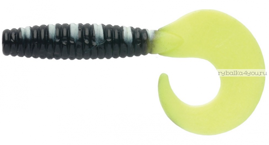 Силиконовая приманка WAKE GRUB 5.5" 13,5см/ 8гр/ Цвет: NEON BLACK PERCH 530 (Упаковка 5 шт.)