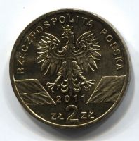 2 злотых 2011 Польша Барсук AUNC