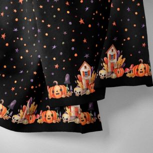 Хлопок  - Бордюр Домик ведьмочки на черном 25х75 см. limit