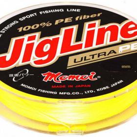 Плетеная леска для спиннинга Momoi JigLine Ultra PE 100 м 0,12 мм 9 кг жёлтая