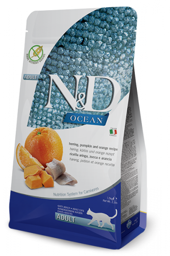 N&D Ocean Herring Pumpkin & Orange adult ( НД сельдь c тыквой и апельсином б/з корм для кошек)