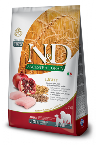 N&D Low Grain LIGHT CHICKEN & POMEGRANATE Adult medium & maxi (НД курица, гранат для собак с лишним весом средних и крупных пород)