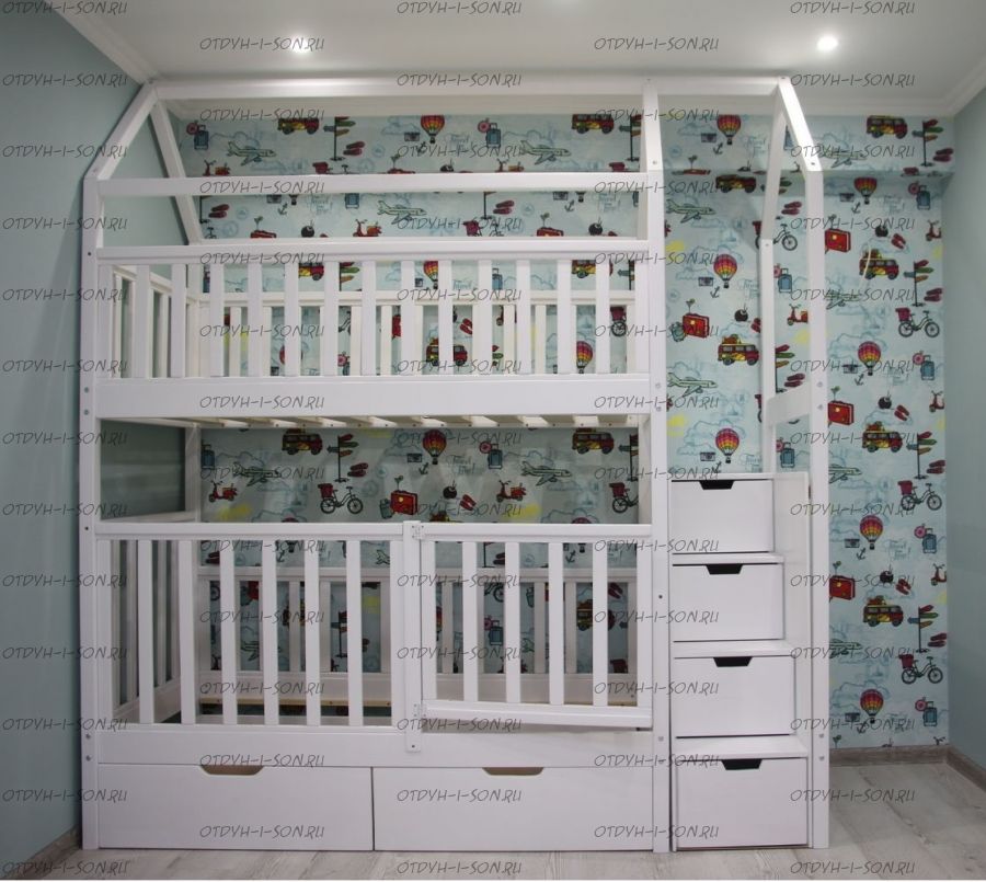 Кровать двухъярусная Домик Малинка Standard №14