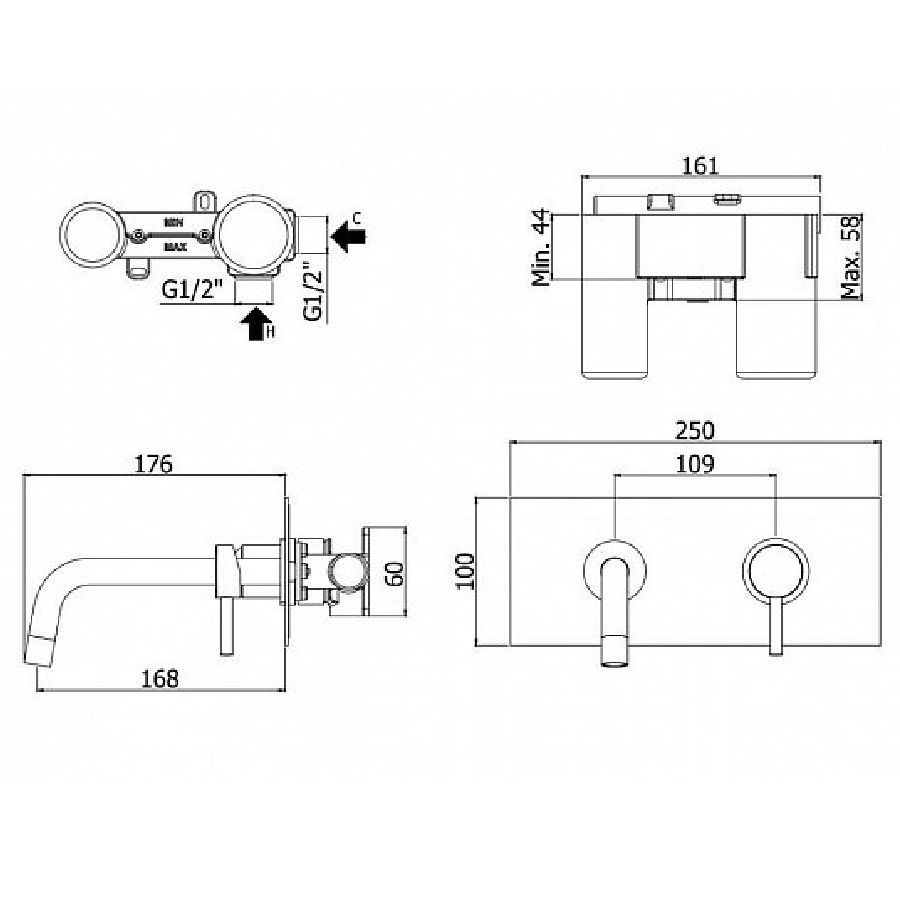 Смеситель для раковины Paffoni Light LIG101/M схема 2