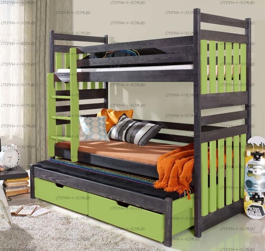 Кровать трехъярусная Малинка №12