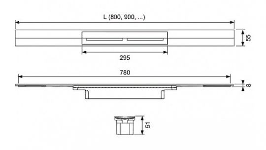 Душевой лоток Tece Drainprofile 80 6708 с решеткой PVD схема 58