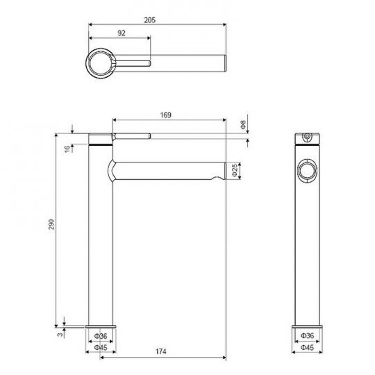 Смеситель для раковины Excellent Pi Arex AREX.1202 схема 8