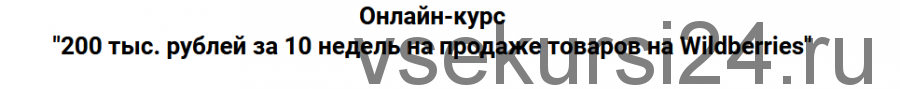 Онлайн-курс '200 тыс. рублей за 10 недель на продаже товаров на Wildberries' Пакет VIP (Дмитрий Шалаев)