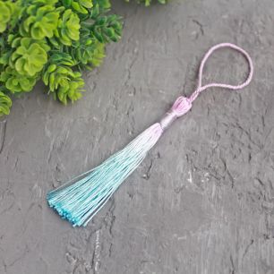 Кисточка декоративная, розово-голубая, 8 см.