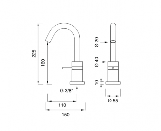 Прогрессивный смеситель для раковины Cea Design GRADI GRA 04 ФОТО