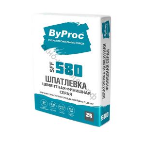 ByProc Шпаклевка ФИНИШНАЯ цементная серая SFF-580 (толщина слоя 0-2мм), 25 кг код:068053 ПОД ЗАКАЗ