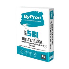 ByProc Шпатлёвка ФИНИШНАЯ цементная белая SPF-581, 25 кг, шт код:062179 ПОД ЗАКАЗ