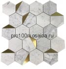 PRIMA. Мраморная мозаика с латунными вставками,  размер, мм: 325*300*8 (ORRO Mosaic)