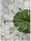 PRIMA. Мраморная мозаика с латунными вставками,  размер, мм: 325*300*8 (ORRO Mosaic)