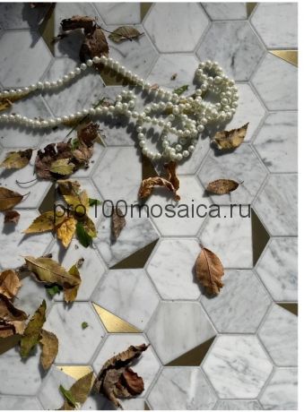 PRIMA. Мраморная мозаика с латунными вставками,  размер, мм: 325*300*8 (ORRO Mosaic)