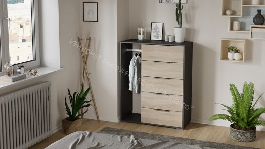 Комод комбинированный «Нуар» тип 1 (Фон серый/Дуб Сонома)