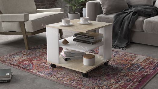 Стол журнальный «Diamond» тип 7 (Дуб Сонома/Белый)