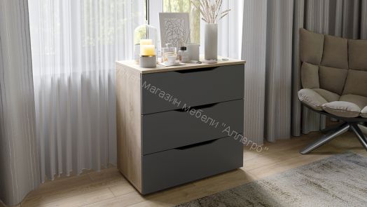 Комод тип 3 ТриЯ (Дуб Сонома/Графит Серый)