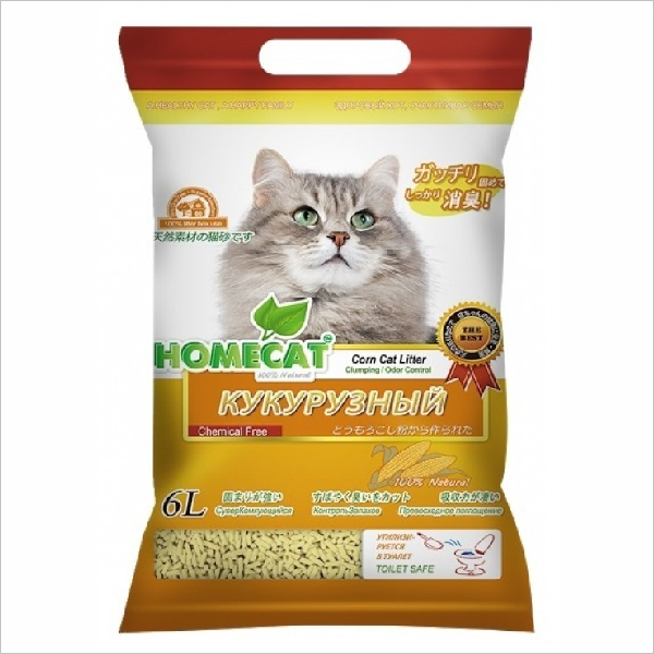 Комкующийся наполнитель Homecat Эколайн кукурузный