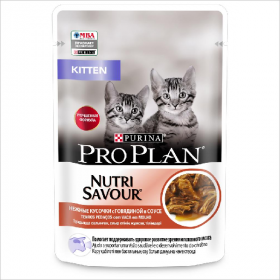 Влажный корм для котят Pro Plan Kitten кусочки в соусе с говядиной