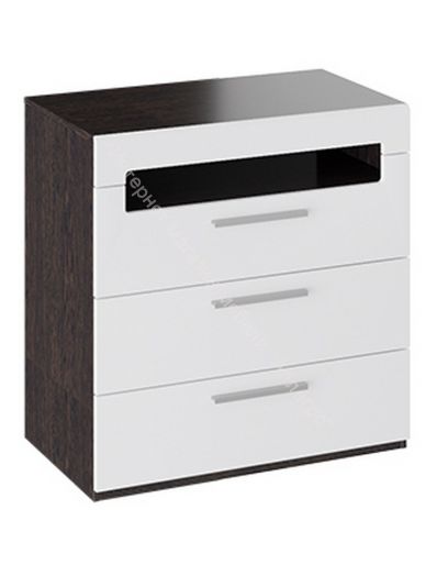 Комод с 3-мя ящиками «Фьюжн» (Белый глянец, Венге Линум)