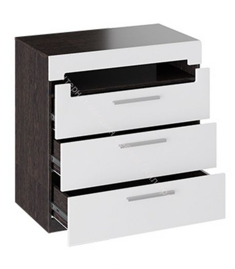Комод с 3-мя ящиками «Фьюжн» (Белый глянец, Венге Линум)